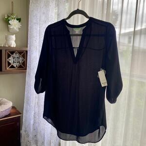 Decree Sheer Black Crew Neck Blouse – NWT – Size Medium